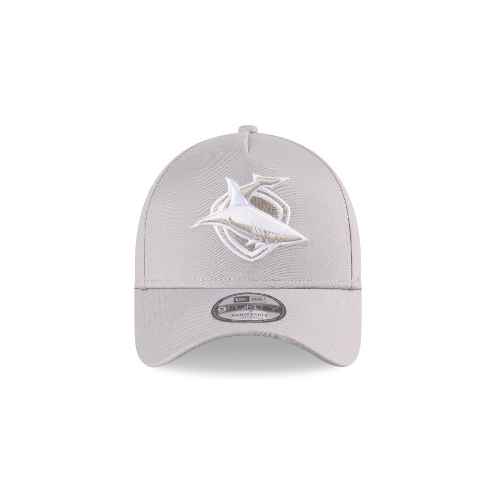 Cronulla-Sutherland Sharks Hat - 2025 Grey White 9Forty A-Frame NRL Snapback Cap - New Era